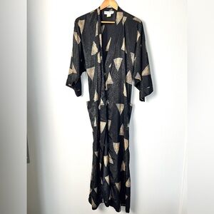 Vintage 80s Eve Stillman Reptile Print Geometric Satin Long‎ Robe Size Small
